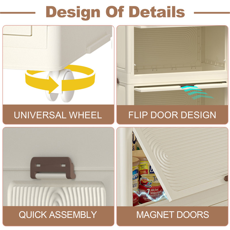 Rebrilliant Portable Wardrobe Closet Storage Organizer For Clothes Clothes Dresser Magnetic Doors With 4 Cubes Hanging Rod 10 Pcs Hangers Baby Wardrobe Storage Cabinet White Wayfair Canada